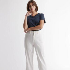 Quince: Sz.26: Organic Stretch Cotton Twill High Waist Wide-Leg Crop Pants